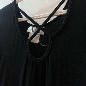 Vintage Black Stretchy Dress with Criss Cross Style Neck